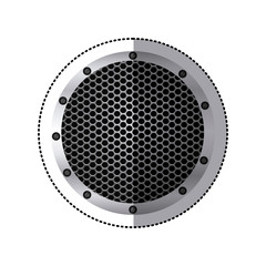 sticker circular metallic frame with grill perforated vector illustration