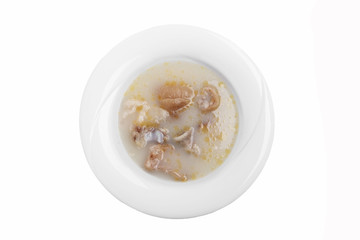 hash soup traditional Georgian dish white background top view
