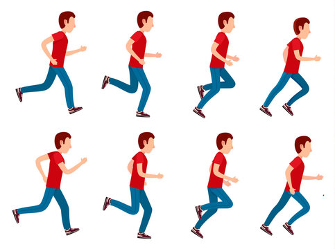 Running Man Animation Sprite Set. 8 Frame Loop.