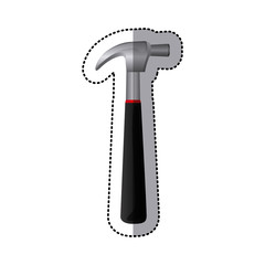 sticker metallic hammer icon tool vector illustration