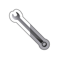 sticker metallic wrench mixt icon tool vector illustration