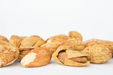 Almond nuts to stay healthy for the body. almond on white background