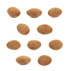 Chocolate coated almond nut isolated