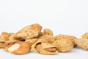 Almond nuts to stay healthy for the body. almond on white background