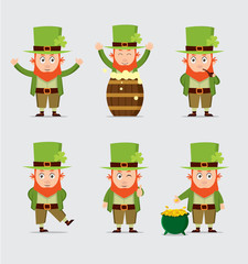 Collection of cute cartoon leprechaun for saint patrick day