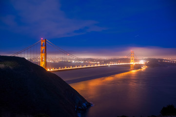 Fototapeta na wymiar Golden Gate Bridge at night, San Francisco, California