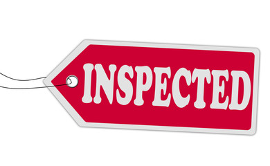 INSPECTED price tag red on white