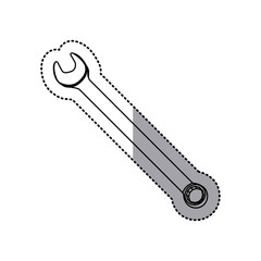 sticker silhouette metallic wrench mixt icon tool vector illustration