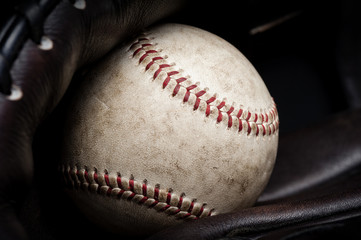 baseball glove and ball