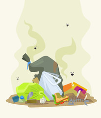 Garbage dump. Vector flat cartoon illustration