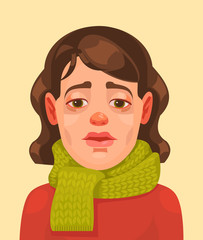 Sick woman character. Vector flat cartoon illustration
