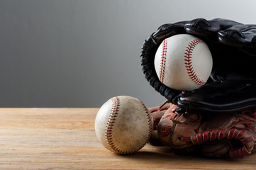 baseball glove and baseball