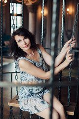 Very beautiful middle-aged woman in the studio