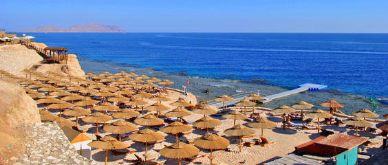 Beach of the Red Sea, Hurghada, Egypt - obrazy, fototapety, plakaty