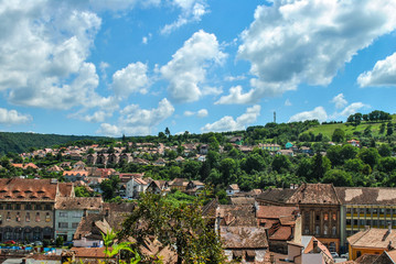Vew from the tower of the city of Sighisoara, Transylvania, Romania