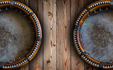 Central Asian tambourine. Uzbek doira. The traditional uzbek musical instrument doira