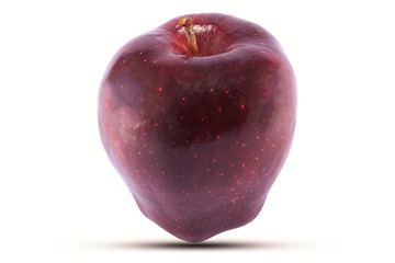 red apple, organic fruit on white background and clipping path