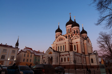 Fototapeta na wymiar night view of the street, Tallinn