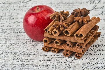 Red apple with cinnamon