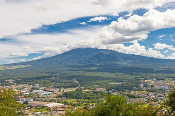 Fototapeta na wymiar View of Mount Fuji from Mount Tenjo, Japan