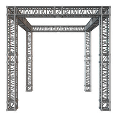 Steel truss girder rooftop construction. 3d render isolated on white