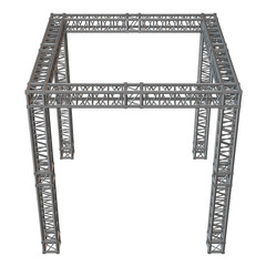 Steel truss girder rooftop construction. 3d render isolated on white