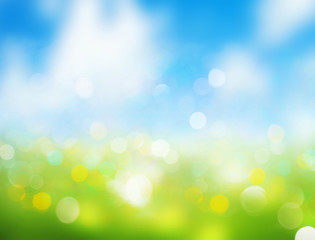 Fototapeta na wymiar Spring blurred background sky grass illustration.