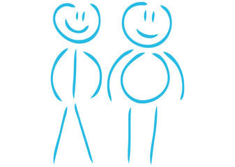 Strichmännchen Dick und Dünn