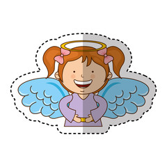little girl angel character vector illustration design