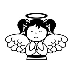 little girl angel character vector illustration design