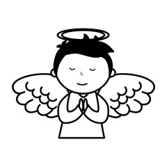 little boy angel character vector illustration design