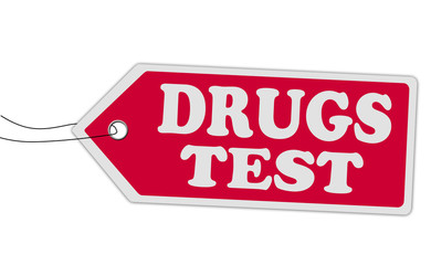 DRUGS TEST price tag red on white
