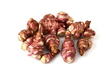White background is sweet potato, Jerusalem, pictures
