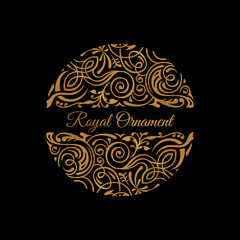 Round calligraphic emblem. Vector floral symbol for cafe