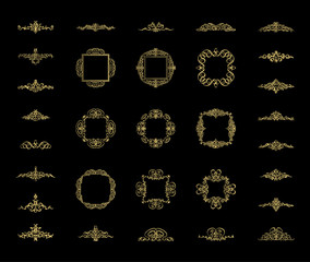 Gold Wicker lines and old decor elements in vector.