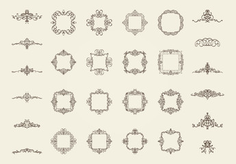 Wicker lines and old decor elements in vector.