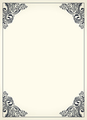 Calligraphic border frame. Design template for wedding greeting card, invitation, menu