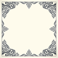 Calligraphic border frame. Design template for wedding greeting card, invitation, menu