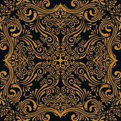 Vector seamless gold pattern with art ornament. Vintage elements for design in Victorian style