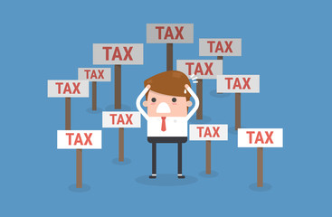 Cartoon businessman and tax