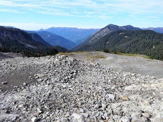 The view of wilderness and volcanic rock formations in the North Cascades