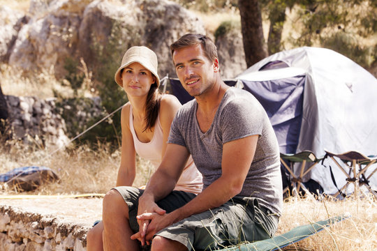Croatia, Dalmatia, Young couple on camping site