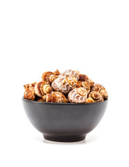 grilled spotted babylon shell isolated on white background