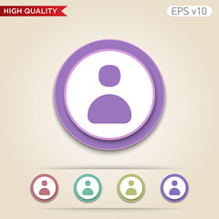 Colored icon or button of user symbol with background