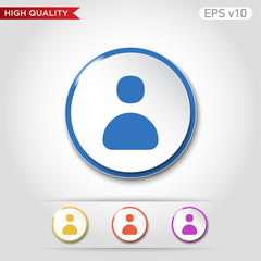 Colored icon or button of user symbol with background