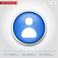 Colored icon or button of user symbol with background