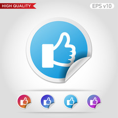 Colored icon or button of ok symbol with background