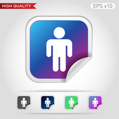 Colored icon or button of men symbol with background
