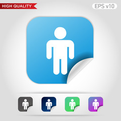 Colored icon or button of men symbol with background