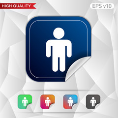 Colored icon or button of men symbol with background